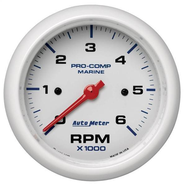 Autometer - AutoMeter GAUGE TACHOMETER 3 3/8in. 6K RPM MARINE WHITE - 200752