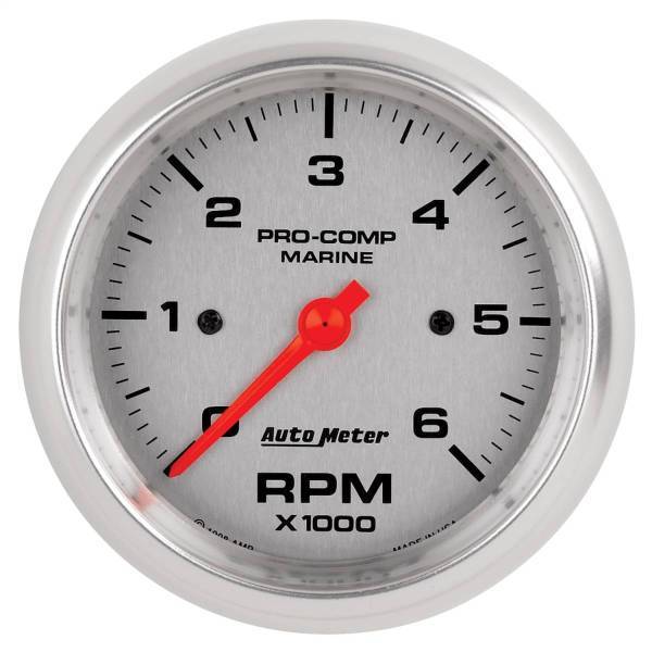 Autometer - AutoMeter GAUGE TACHOMETER 3 3/8in. 6K RPM MARINE SILVER - 200752-33