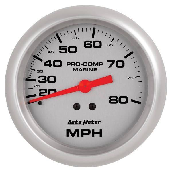 Autometer - AutoMeter GAUGE SPEEDOMETER 3 3/8in. 80MPH MECHANICAL MARINE SILVER - 200753-33