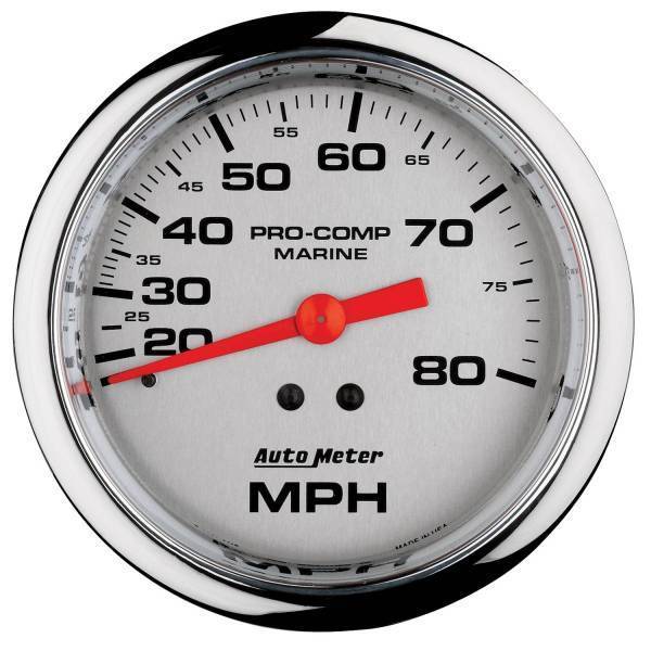 Autometer - AutoMeter GAUGE SPEEDOMETER 3 3/8in. 80MPH MECHANICAL MARINE CHROME - 200753-35