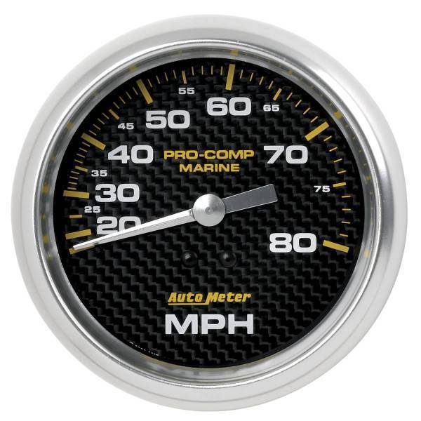 Autometer - AutoMeter GAUGE SPEEDOMETER 3 3/8in. 80MPH MECHANICAL MARINE CARBON FIBER - 200753-40