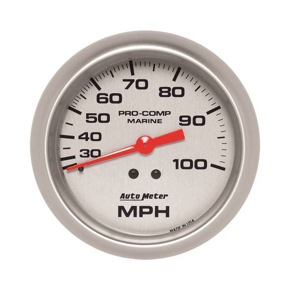 Autometer - AutoMeter GAUGE SPEEDOMETER 3 3/8in. 100MPH MECHANICAL MARINE SILVER - 200754-33
