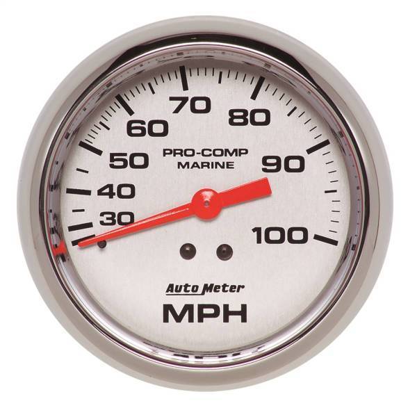 Autometer - AutoMeter GAUGE SPEEDOMETER 3 3/8in. 100MPH MECHANICAL MARINE CHROME - 200754-35