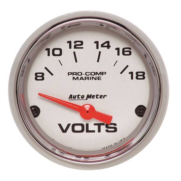 Autometer - AutoMeter GAUGE VOLTMETER 2 1/16in. 18V ELECTRIC MARINE CHROME - 200756-35