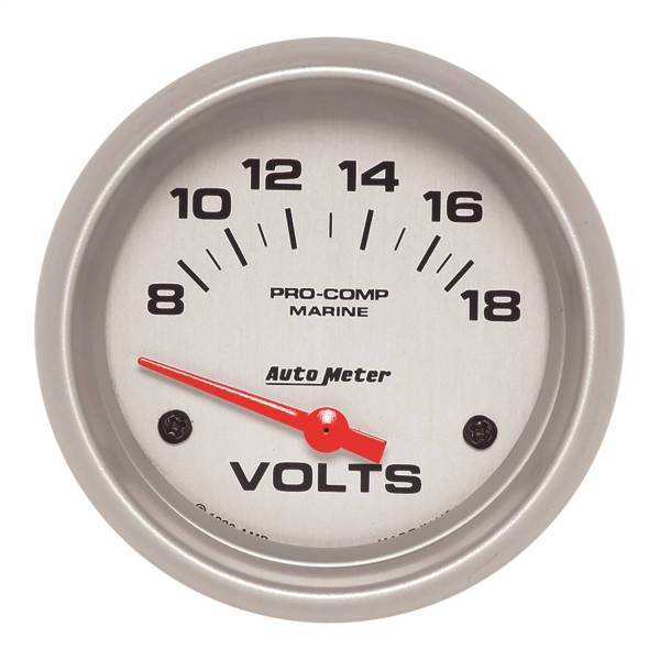 Autometer - AutoMeter GAUGE VOLTMETER 2 5/8in. 18V ELECTRIC MARINE SILVER - 200757-33