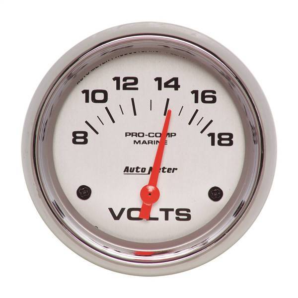 Autometer - AutoMeter GAUGE VOLTMETER 2 5/8in. 18V ELECTRIC MARINE CHROME - 200757-35