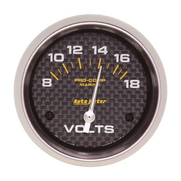 Autometer - AutoMeter GAUGE VOLTMETER 2 5/8in. 18V ELECTRIC MARINE CARBON FIBER - 200757-40