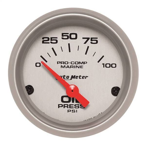 Autometer - AutoMeter GAUGE OIL PRESSURE 2 1/16in. 100PSI ELECTRIC MARINE SILVER - 200758-33