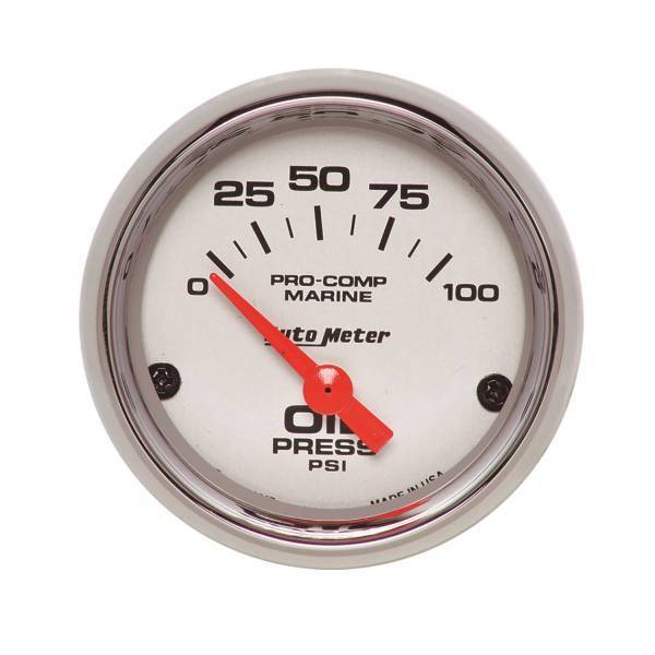 Autometer - AutoMeter GAUGE OIL PRESSURE 2 1/16in. 100PSI ELECTRIC MARINE CHROME - 200758-35