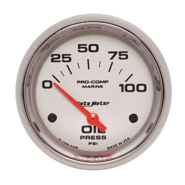 Autometer - AutoMeter GAUGE OIL PRESSURE 2 5/8in. 100PSI ELECTRIC MARINE CHROME - 200759-35