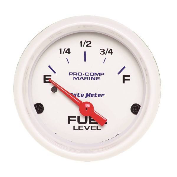 Autometer - AutoMeter GAUGE FUEL LEVEL 2 1/16in. 240OE TO 33OF ELEC MARINE WHITE - 200760
