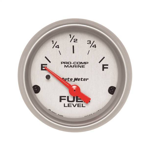 Autometer - AutoMeter GAUGE FUEL LEVEL 2 1/16in. 240OE TO 33OF ELEC MARINE SILVER - 200760-33