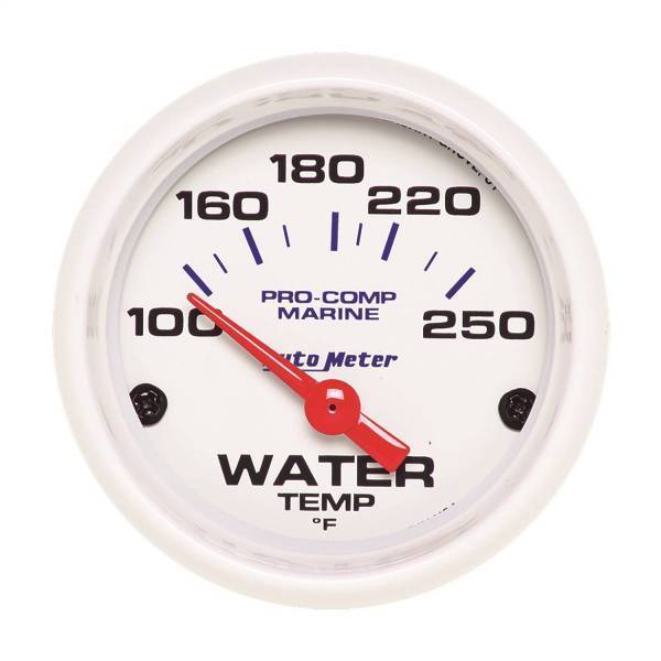 Autometer - AutoMeter GAUGE WATER TEMP 2 1/16in. 100-250deg.F ELECTRIC MARINE WHITE - 200762