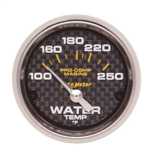 Autometer - AutoMeter GAUGE WATER TEMP 2 1/16in. 100-250deg.F ELECTRIC MARINE CARBON FIBER - 200762-40