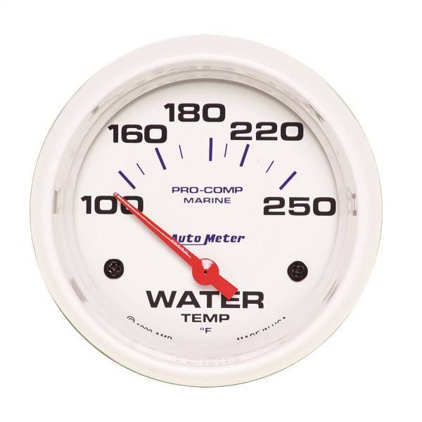 Autometer - AutoMeter GAUGE WATER TEMP 2 5/8in. 100-250deg.F ELECTRIC MARINE WHITE - 200763