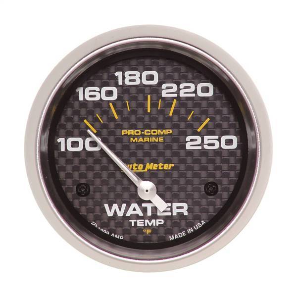 Autometer - AutoMeter GAUGE WATER TEMP 2 5/8in. 100-250deg.F ELECTRIC MARINE CARBON FIBER - 200763-40