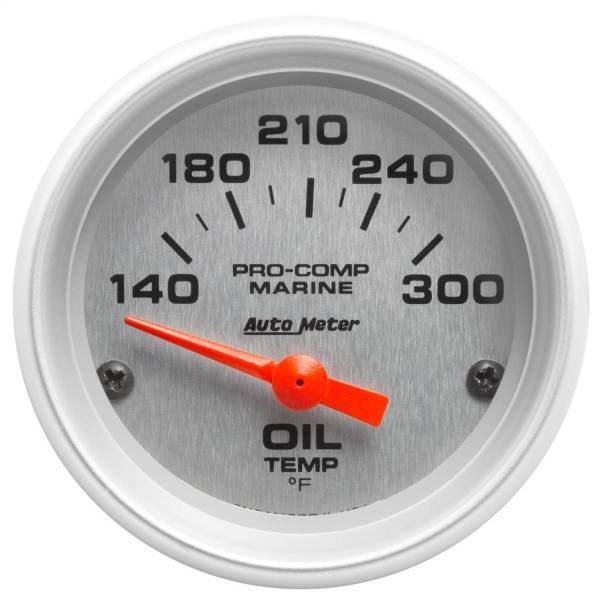 Autometer - AutoMeter GAUGE OIL TEMP 2 1/16in. 140-300deg.F ELECTRIC MARINE SILVER - 200764-33
