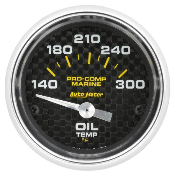 Autometer - AutoMeter GAUGE OIL TEMP 2 1/16in. 140-300deg.F ELECTRIC MARINE CARBON FIBER - 200764-40