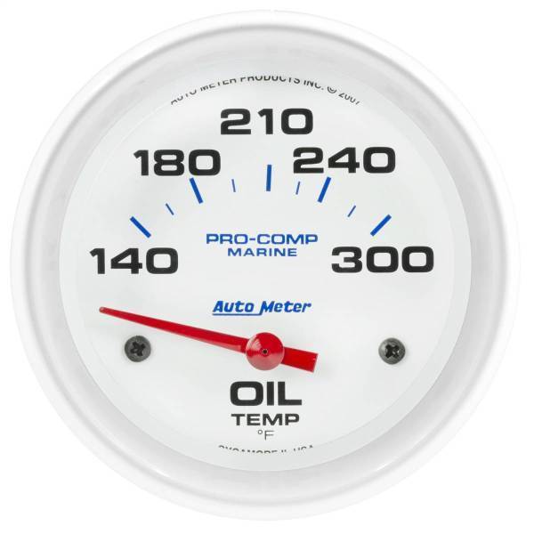 Autometer - AutoMeter GAUGE OIL TEMP 2 5/8in. 140-300deg.F ELECTRIC MARINE WHITE - 200765