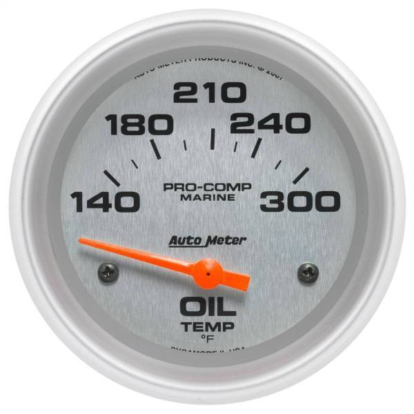 Autometer - AutoMeter GAUGE OIL TEMP 2 5/8in. 140-300deg.F ELECTRIC MARINE SILVER - 200765-33