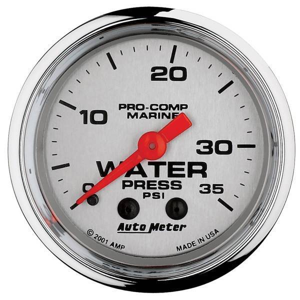 Autometer - AutoMeter GAUGE WATER PRESS 2 1/16in. 35PSI MECHANICAL MARINE CHROME - 200772-35