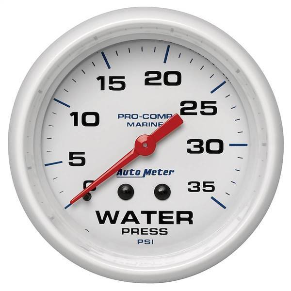 Autometer - AutoMeter GAUGE WATER PRESS 2 5/8in. 35PSI MECHANICAL MARINE WHITE - 200773