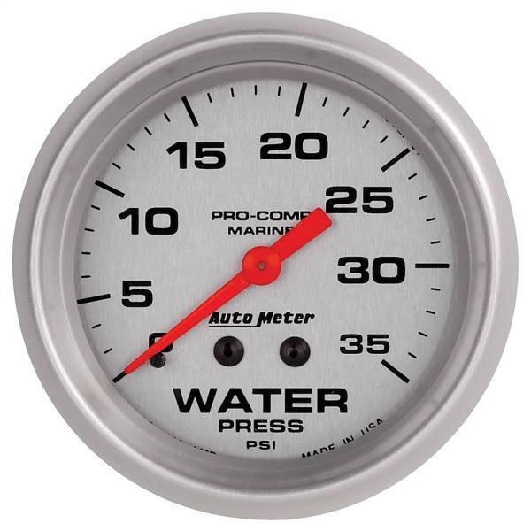Autometer - AutoMeter GAUGE WATER PRESS 2 5/8in. 35PSI MECHANICAL MARINE SILVER - 200773-33