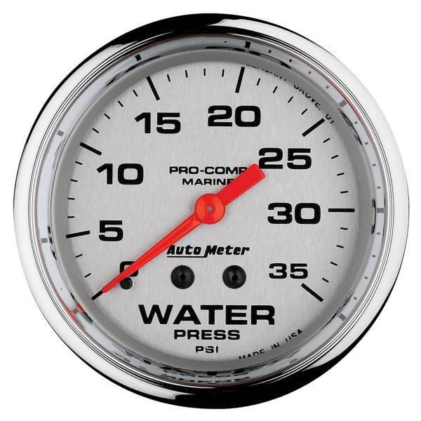 Autometer - AutoMeter GAUGE WATER PRESS 2 5/8in. 35PSI MECHANICAL MARINE CHROME - 200773-35