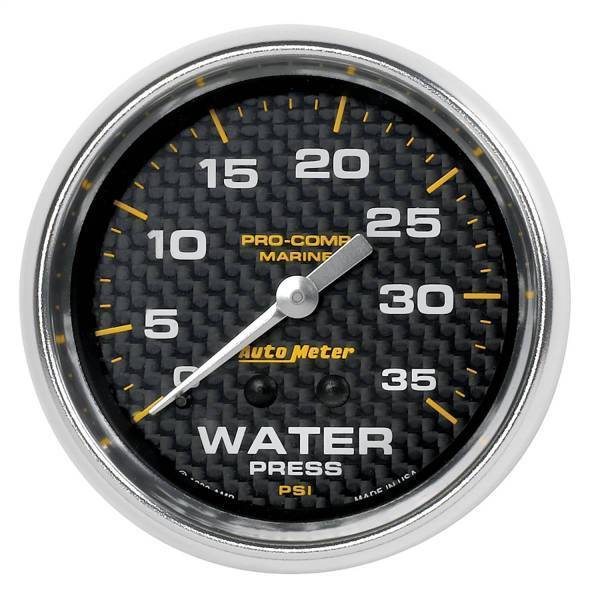 Autometer - AutoMeter GAUGE WATER PRESS 2 5/8in. 35PSI MECHANICAL MARINE CARBON FIBER - 200773-40
