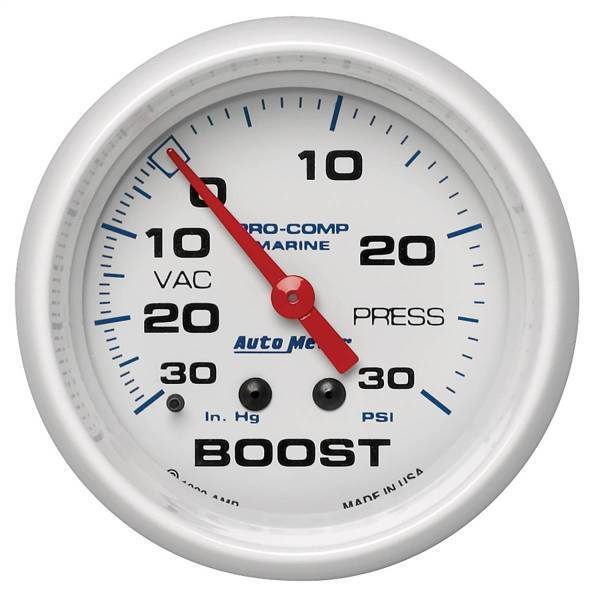 Autometer - AutoMeter GAUGE VAC/BOOST 2 5/8in. 30INHG-30PSI MECHANICAL MARINE WHITE - 200775