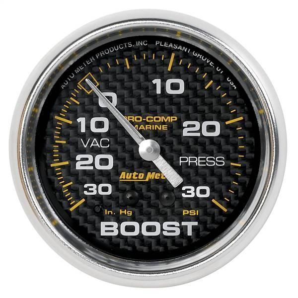 Autometer - AutoMeter GAUGE VAC/BOOST 2 5/8in. 30INHG-30PSI MECHANICAL MARINE CARBON FIBER - 200775-40