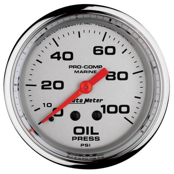Autometer - AutoMeter GAUGE OIL PRESSURE 2 5/8in. 100PSI MECHANICAL MARINE CHROME - 200777-35