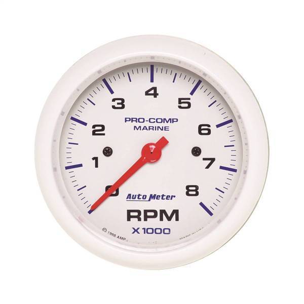 Autometer - AutoMeter GAUGE TACHOMETER 3 3/8in. 8K RPM MARINE WHITE - 200779