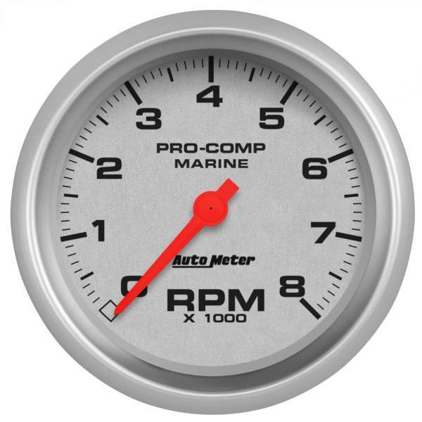 Autometer - AutoMeter GAUGE TACHOMETER 3 3/8in. 8K RPM MARINE SILVER - 200779-33