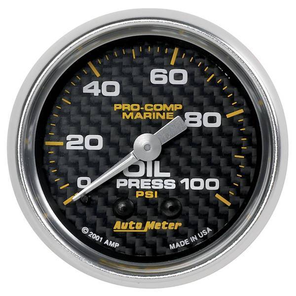 Autometer - AutoMeter GAUGE OIL PRESSURE 2 1/16in. 100PSI MECHANICAL MARINE CARBON FIBER - 200790-40