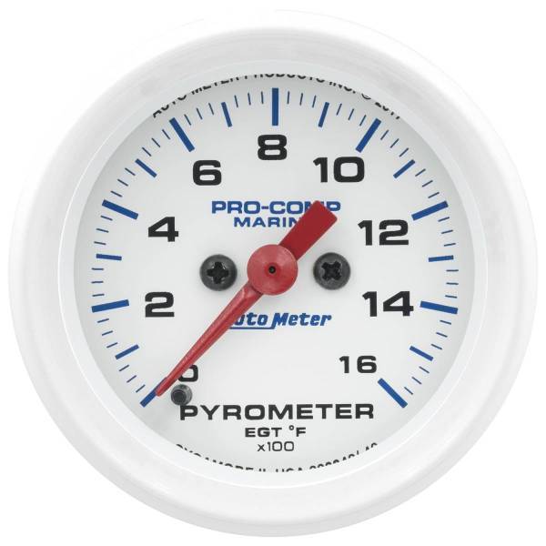 Autometer - AutoMeter GAUGE PYROMETER 2 1/16in. 0-1600deg.F MARINE WHITE - 200842