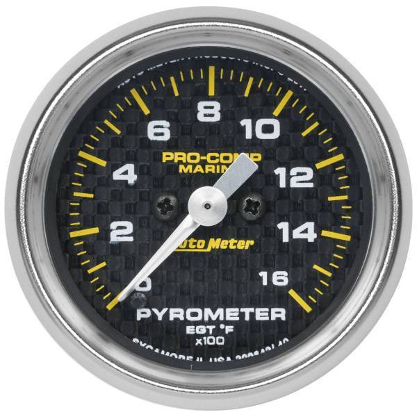 Autometer - AutoMeter GAUGE PYROMETER 2 1/16in. 0-1600deg.F MARINE CARBON FIBER - 200842-40