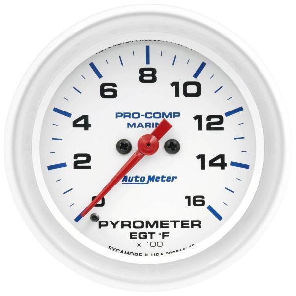Autometer - AutoMeter GAUGE PYROMETER 2 5/8in. 0-1600deg.F MARINE WHITE - 200844