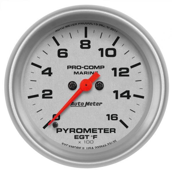 Autometer - AutoMeter GAUGE PYROMETER 2 5/8in. 0-1600deg.F MARINE SILVER - 200844-33