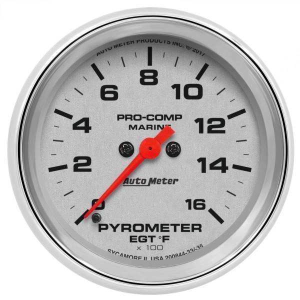 Autometer - AutoMeter GAUGE PYROMETER 2 5/8in. 0-1600deg.F MARINE CHROME - 200844-35