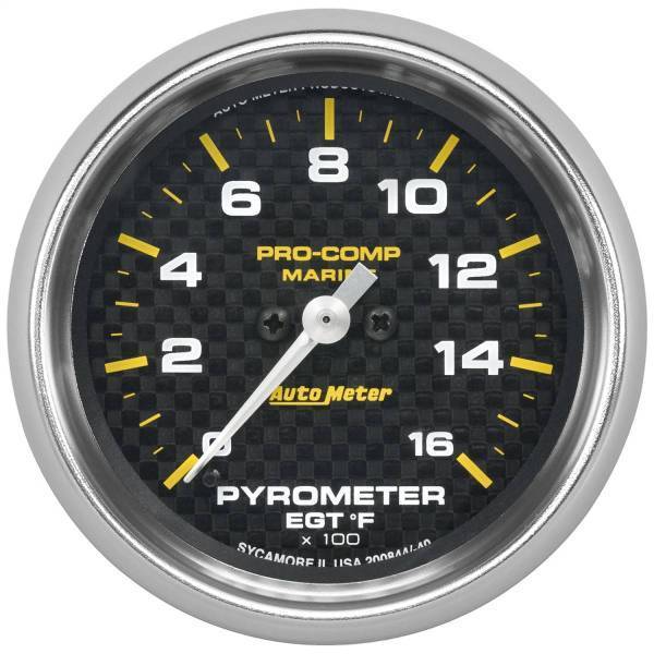 Autometer - AutoMeter GAUGE PYROMETER 2 5/8in. 0-1600deg.F MARINE CARBON FIBER - 200844-40