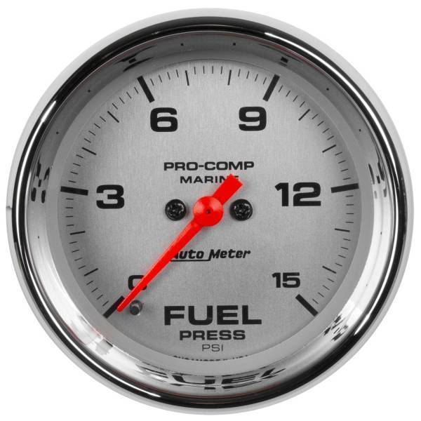 Autometer - AutoMeter GAUGE FUEL PRESSURE 2 1/16in. 15PSI DIGITAL STEPPER MOTOR MARINE CHROME - 200848-35