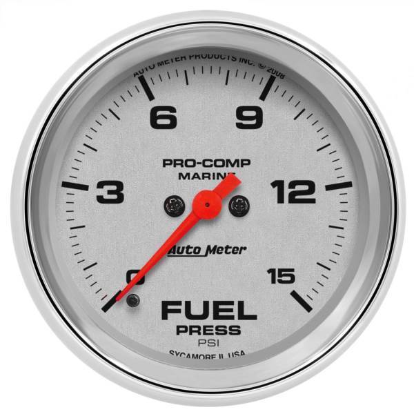 Autometer - AutoMeter GAUGE FUEL PRESSURE 2 5/8in. 15PSI DIGITAL STEPPER MOTOR MARINE CHROME - 200849-35