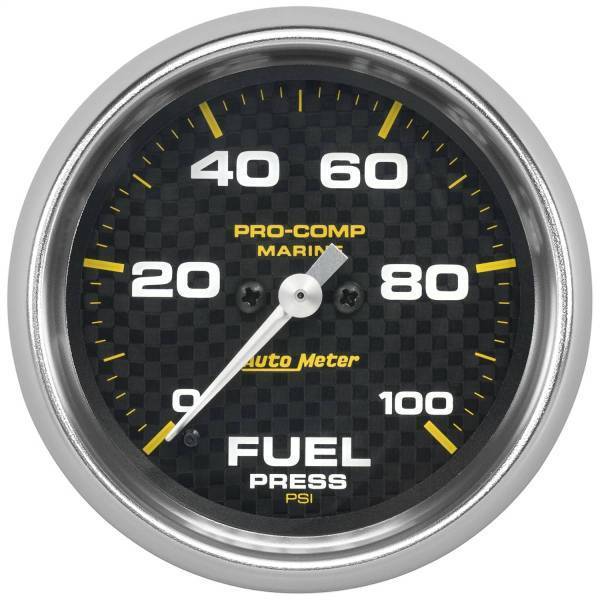 Autometer - AutoMeter GAUGE FUEL PRESSURE 2 5/8in. 100PSI DIGITAL STEPPER MOTOR MARINE CARBON FIB - 200851-40