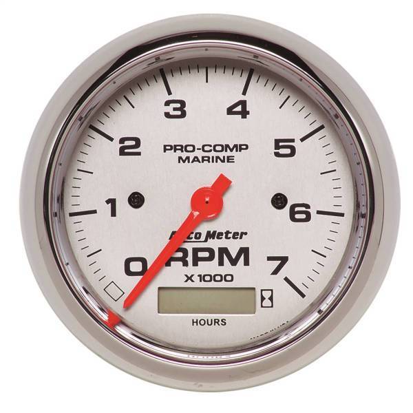 Autometer - AutoMeter GAUGE TACHOMETER 3 3/8in. 7K RPM W/HOURMETER MARINE CHROME - 200890-35