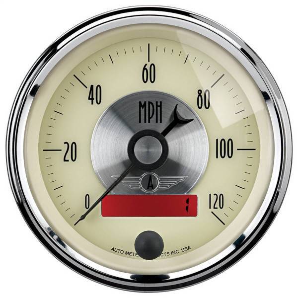 Autometer - AutoMeter GAUGE SPEEDO 3 3/8in. 120MPH ELEC. PROGRAM W/LCD ODO PRESTIGE ANTQ. IVORY - 2087