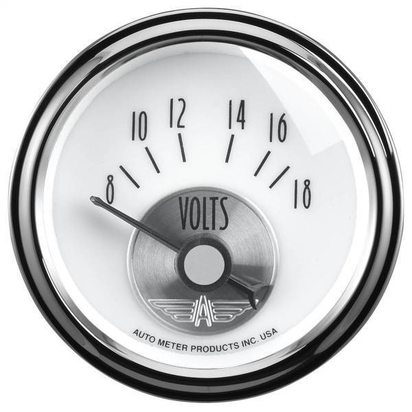 Autometer - AutoMeter GAUGE VOLTMETER 2 1/16in. 18V ELEC PRESTIGE PEARL - 2094