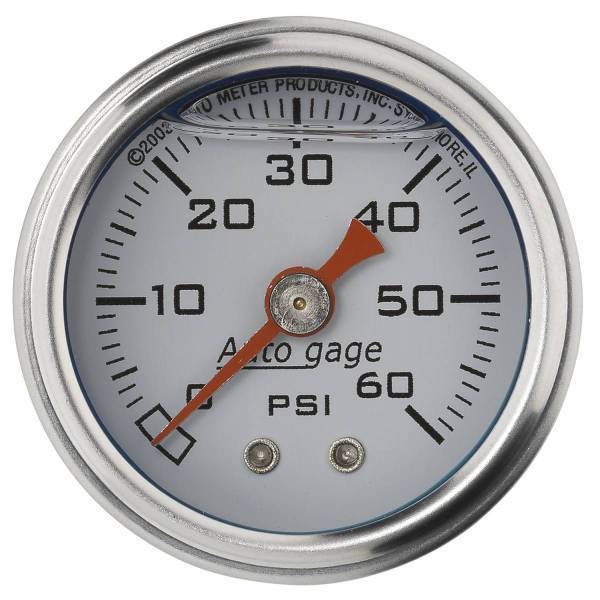 Autometer - AutoMeter GAUGE PRESSURE 1.5in. DIRECT MNT 60PSI LIQUID FILLED MECH WHT 1/8in. NPTF - 2176