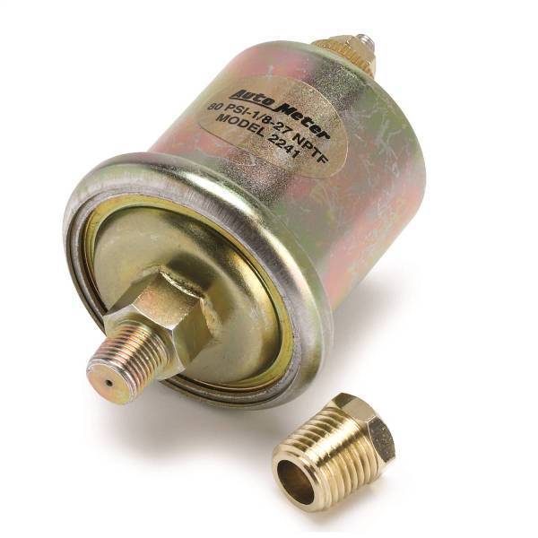 Autometer - AutoMeter SENSOR OIL PRESSURE 0-80PSI 1/8in. NPT MALE FOR SHORT SWEEP ELEC. - 2241