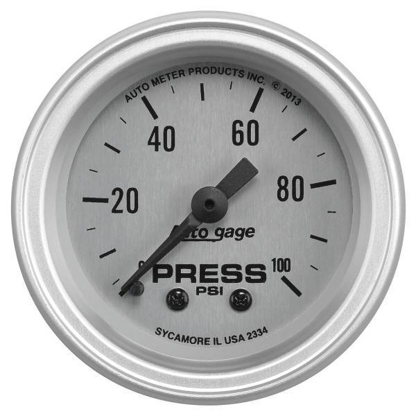 Autometer - AutoMeter GAUGE CONSOLE PRESSURE 2 1/16in. 100PSI SLVR DIAL SLVR BEZEL AUTOGAGE - 2334